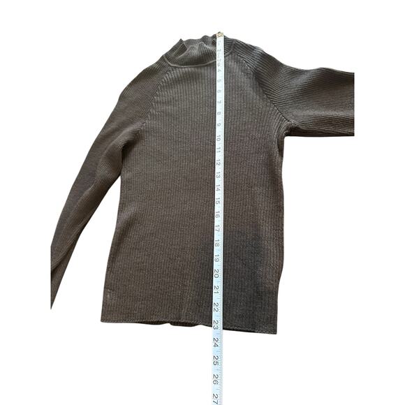 St. John Black Basic Ribbed Mock Neck Stretch Knit Long Sleeve Shirt Size Medium - Picture 8 of 9